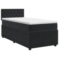 cama tapizada 200x90x88 cm poliester - negro