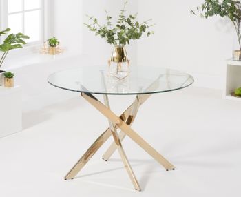 Denver 120cm Glass Gold Leg Dining Table