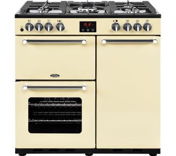 BELLING Kensington 90DFT Dual Fuel Range Cooker - Cream & Chrome, Cream