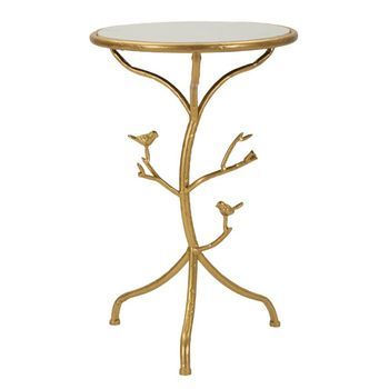 Mesa De Centro De Metal Dorado Y Mármol Cm Ø 38x60