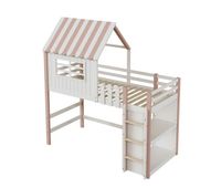 cama infantilcama alta de madera maciza 90x200 cmrosablanco