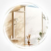costway espejo led para bano de 60 x 60 cm espejo redondo de pared con luces regulables de 3 colores interruptor tactil funcion antivaho y memoria