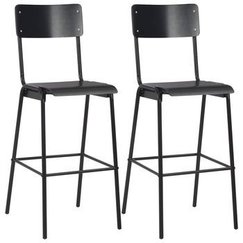 Taburetes De Cocina 2 Uds Madera Contrachapada Y Acero Negro Vidaxl