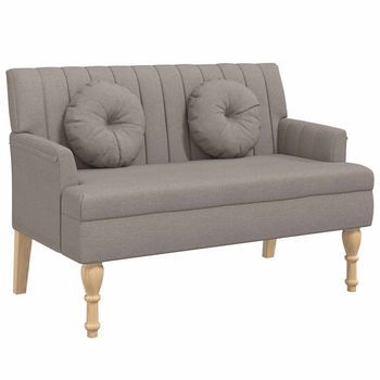 Banco Con Cojines Tela Gris Taupe 113x64,5x75,5 Cm Vidaxl