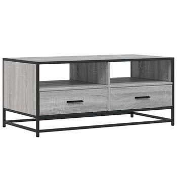 Mesa De Café - Mesa De Centro Madera Ingeniería Metal Gris Sonoma 100x50x45cm