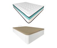 pack colchon viscoelastico bio max  canape madera abatible 135x190 con montaje color blanco