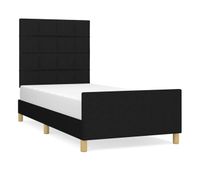 estructura de cama con cabecero de tela negro 80x200 cm bloques con cuadros