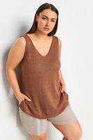 yours top sin mangas de punto marron mujer curvy y tallas grandes yours