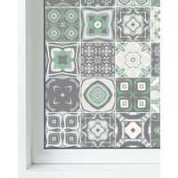 panorama vinilo ventanas verde 120x300cm baldosa hidraulico
