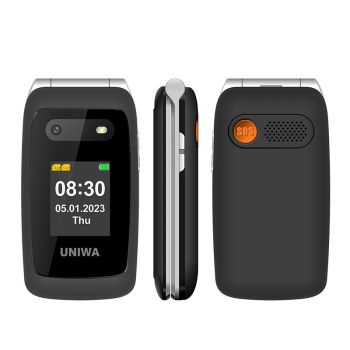 UNIWA V202T Mini de 2.4 pulgadas Doble SIM 1450mAh FM Botones grandes Botón de emergencia SOS Auricular HAC incorporado