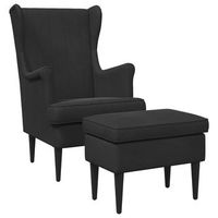 sillon con pouf 2 uds negro terciopelo vidaxl