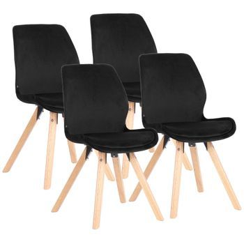 Set De 4 Sillas Luna Terciopelo Negro 58x49x87.5 Cm Clp