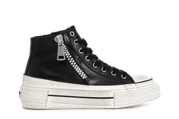 zapatillas medias de mujer con cremalleras. black 38