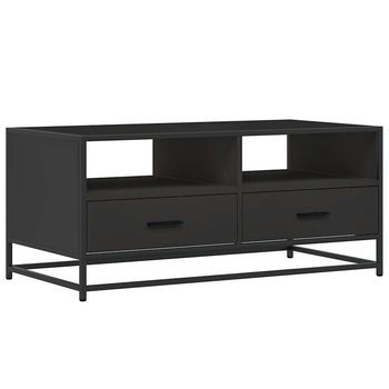 Mesa De Centro Madera De Ingeniería Y Metal Negro 100x50x45 Cm Vidaxl