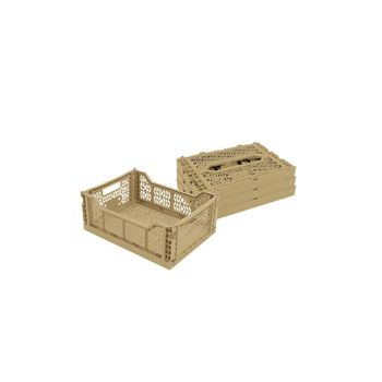 Juego de 4 cajas plegables de plástico amarillo, 40 x 30 x 15 cm
