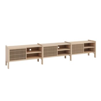 Mueble TV grande en pino macizo 300,6 cm Sin barnizar