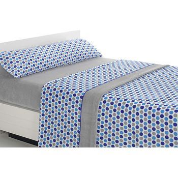 Juego De Sábanas De Coralina Happy - 4 Piezas - Cama 180 - Azul - (disponible En Varios Tamaños Y Colores)