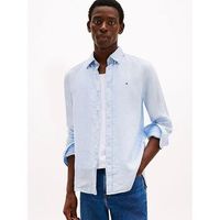 tommy hilfiger camisa manga larga mw0mw34602 linen pigment dyed-c10 breezy blue para hombre