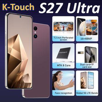 Teléfono Móvil K-Touch S27 Ultra, Smartphone Android 15, Pantalla de 7.3 Pulgadas, 16+48MP, 22GB+2TB, 7800mAh, 5G, Doble SIM, Desbloqueo Facial, GPS