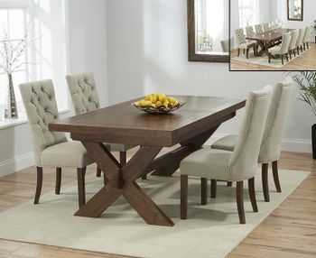Bordeaux 200cm Dark Solid Oak Extending Dining Table with Anais Chairs