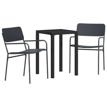 Juego De Muebles De Exterior 3 Uds. Gris Antracita Acero Vidaxl