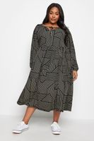 yours vestido negro de estampado de lineas mujer curvy y tallas grandes yours