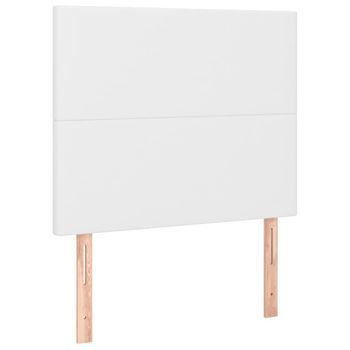Cabecero Cama Mueble De Dormitorio Con Luces Led Cuero Sintético 100 X 5 X 118/128 Cm Blanco M02_0002134