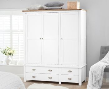 Somerset Oak and White 3 Door 4 Drawer Wardrobe