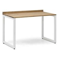 mesa escritorio eco-line con bandeja inferior oculta de acero blanca 118x60x75cm tablero en madera maciza de pino acabado envejecido estilo industrial box furniture