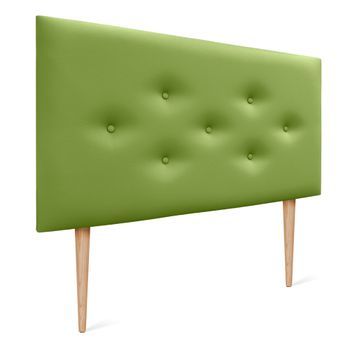 Dhome Cabecero De Polipiel Con 3 Hileras Intercaladas De Botones Y Patas Cabezal Tapizado Cama Lujo (verde, 105cm)