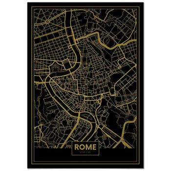 Panorama Cartón Pluma Mapa Oro De Roma 70 X 100 Cm | Impreso En Cartón Pluma De Alta Calidad | Cuadros Decoración Salón | Cuadros Para Dormitorio |