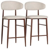 pack de 2 taburetes de bar de metal efecto madera beige oscuro simon