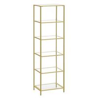 estanteria de cristal de 6 niveles con marco metalico - dorado