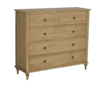 Cómoda estilo shabby chic de roble, 5 cajones marrón