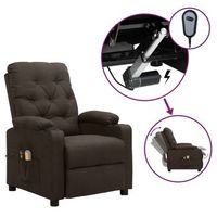 sillon de masaje electrico tela marron oscuro vidaxl
