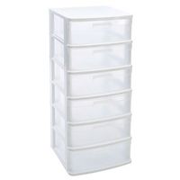 cajonera de almacenaje sena con 6 cajones opacos plastico torre de ordenacion multiusos hogar 965 x 40 x 39 cm blanco - tradineur