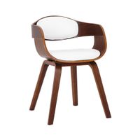 silla de madera con asiento en simil cuero nogalblanco
