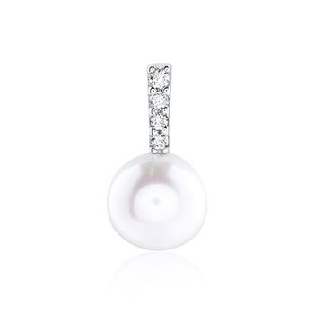 Colgante de oro blanco de 14 quilates con perla y diamantes