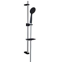barra deslizante ajustable para ducha negro y cromo con jabonera