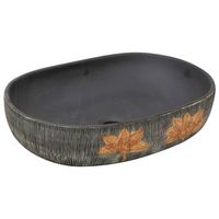 lavabo sobre encimera ovalado ceramica gris y negro 59x40x14 cm vidaxl