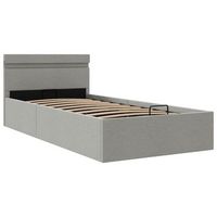 cama canape hidraulica almacenaje led tela gris claro 90x200cm