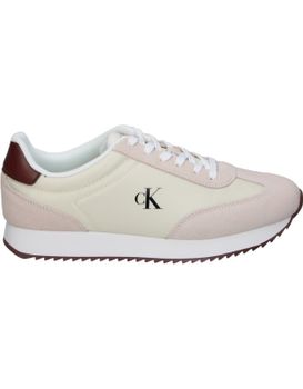 Zapatillas De Piel Para Mujer Calvin Klein W018280hj Beige Y Rosa 39