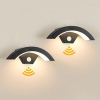 apliques de pared con diseno de arco de 2 uds luz de pared para exteriores pir con sensor de movimiento led integrado lampara de seguridad moderna resistente a la intemperie