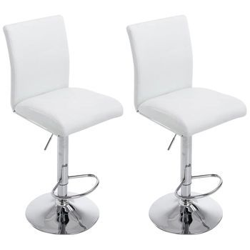 Set 2x Taburetes De Bar Köln Simil Cuero Blanco 47x38.5x94.5 Cm Clp