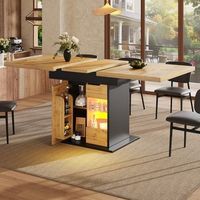 mesa de comedor telescopica 110-140x80 cm plegable 4-6 pers led y bandeja para aperitivos