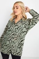 yours camisa amplia verde estampado de ondas mujer curvy y tallas grandes yours