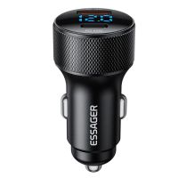 essager es-cc21 45w cargador de coche usb pd de 2 puertos adaptador usb-atype-c pd30 qc30 soporte fcp afc ip24 carga