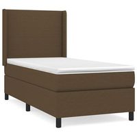cama individual  cama para adulto  cama box spring con colchon tela marron oscuro 80x200 cm