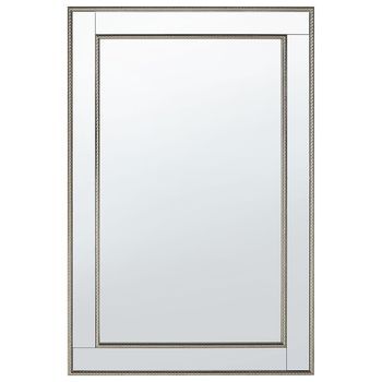 Espejo De Pared 60 X 90 Cm Vertical Minimalista Art Deco Plata Antigua Para Dormitorio O Salón Fenioux