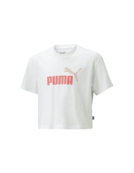 Camiseta Puma Girls Logo Cropped Niña White